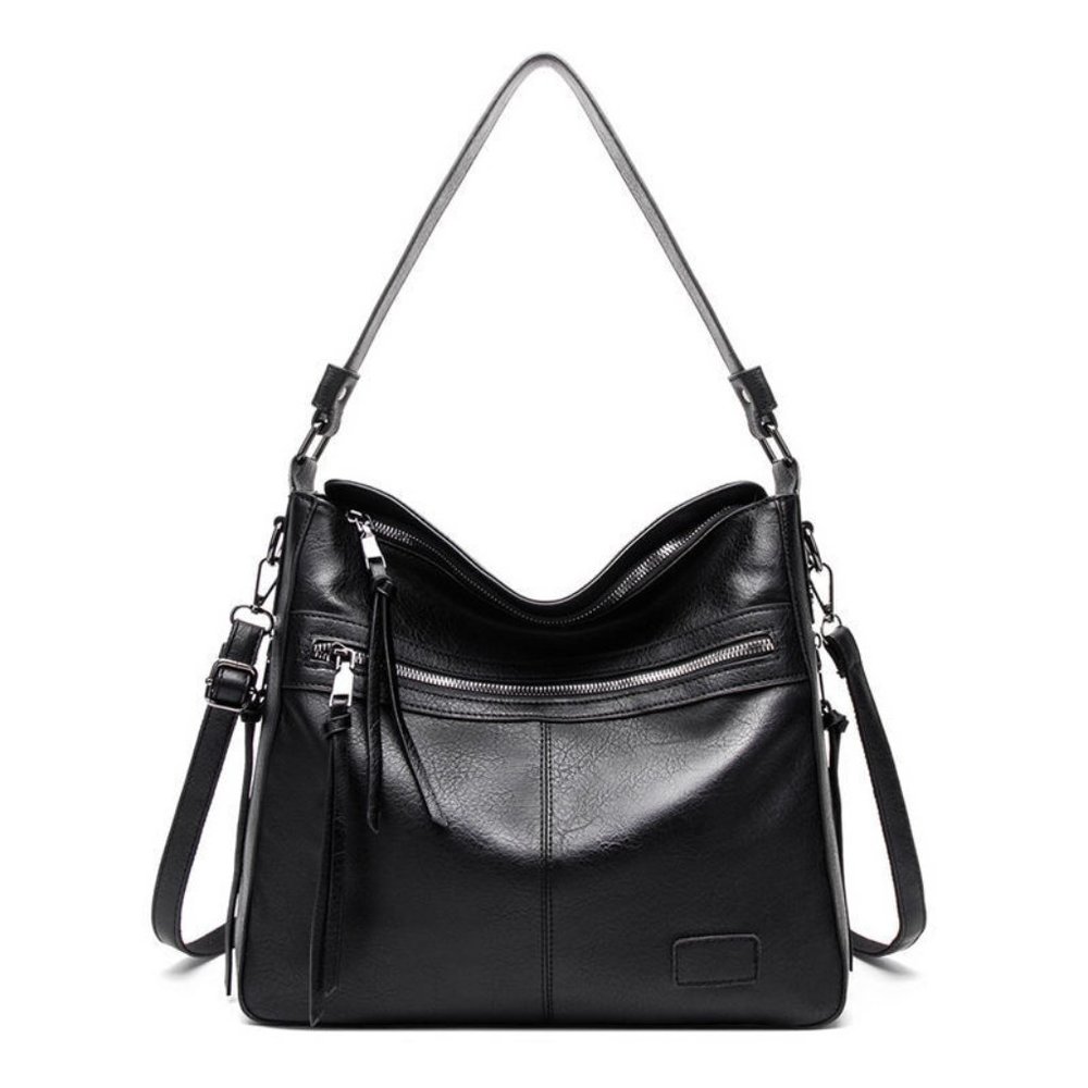 NWT Handbag Medium Size Hobo Bag / Purse Faux Leather BLACK